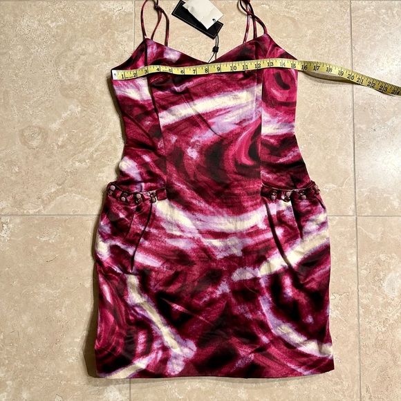 NWT BCBGMaxAzria Boysenberry Satin Mini Dress with Spaghetti Straps, Size 2 - Picture 5 of 7